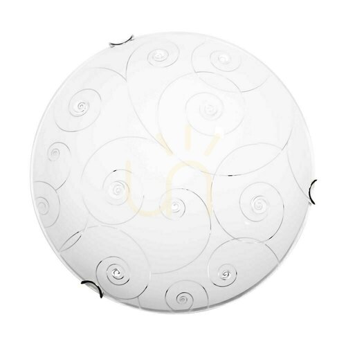 Check Kansas Ceiling Light, Includes 1x LED 2700K 18W, Chrome Metal/White Glass Shade, Ø40 cm
