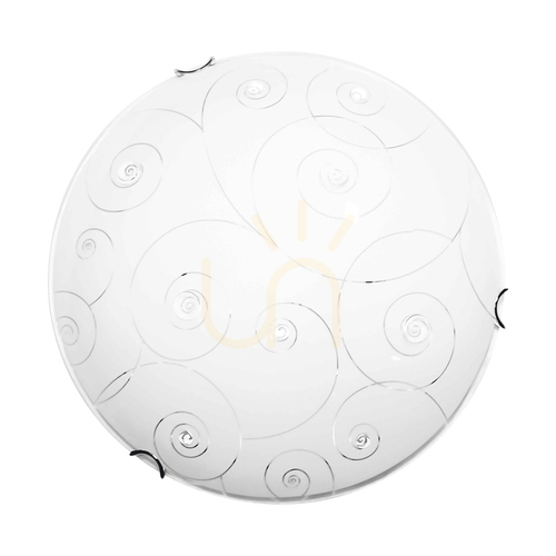 Check Kansas Ceiling Light, Includes 1x LED 2700K 30W, Chrome Metal/White Glass Shade, Ø50 cm