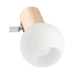 Karin Wall Sconce 1xE14 Max. 40W Birch/Chrome Metal/White Glass Shade 18 cm small 1