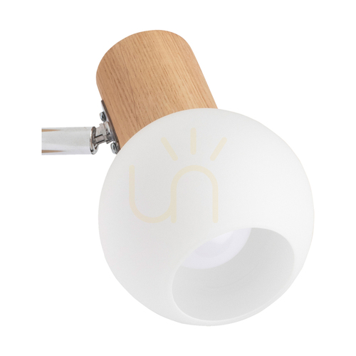 Check Spot Light Karin 2231174 Wall Light – Oiled Oak, White Glass Shade, 1×E14