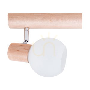 Karin Ceiling Light, 4xE14, Max. 40W, Birch/Chrome Metal/White Glass Shade, 74 cm small 1