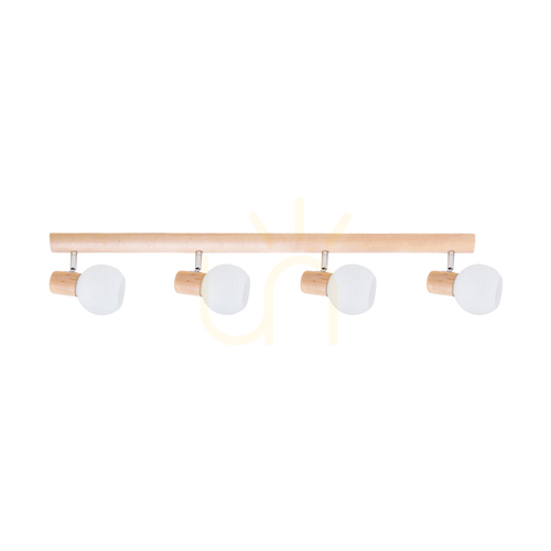 Check Karin Ceiling Light, 4xE14, Max. 40W, Birch/Chrome Metal/White Glass Shade, 74 cm