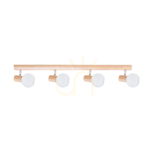 Karin Ceiling Light, 4xE14, Max. 40W, Birch/Chrome Metal/White Glass Shade, 74 cm small 0