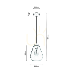 Kigali Pendant Light 1xE27 Max. 60W Oiled Oak/Black Metal/Black PVC Cable/Smoked Glass Shade Ø19 cm small 2