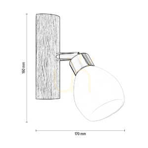 Kira Wall Sconce, Includes 1xG9 LED Bulb (Max. 3W), Oiled Oak/Satin Metal/White Glass Shade, 17 cm small 3