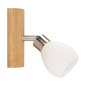 Kira Wall Sconce, Includes 1xG9 LED Bulb (Max. 3W), Oiled Oak/Satin Metal/White Glass Shade, 17 cm small 0