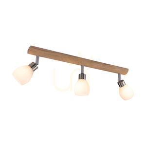 Kira Incl Ceiling Light. 3xG9 LED, Max. 3W, Oiled Oak/Satin Metal/White Glass Shade, 55 cm small 1