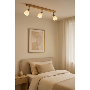 Kira Incl Ceiling Light. 3xG9 LED, Max. 3W, Oiled Oak/Satin Metal/White Glass Shade, 55 cm small 3