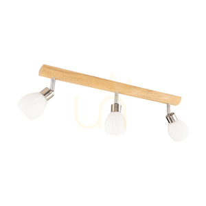 Kira Incl Ceiling Light. 3xG9 LED, Max. 3W, Oiled Oak/Satin Metal/White Glass Shade, 55 cm small 0