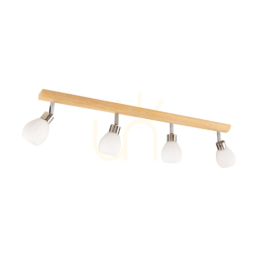 Check Kira Incl Ceiling Light. 4xG9 LED, Max. 3W, Oiled Oak/Satin Metal/White Glass Shade, 78 cm