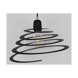 Komet Pendant Light, 1xE27, Max. 60W, Chrome Metal/Black PVC Cable/Black Metal Shade, Ø34.5 cm small 1