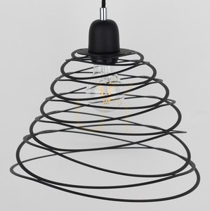 Komet Pendant Light, 1xE27, Max. 60W, Chrome Metal/Black PVC Cable/Black Metal Shade, Ø30 cm small 1