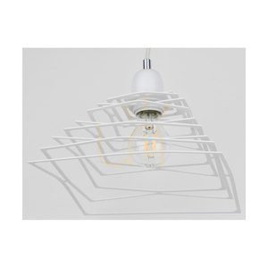 Komet Pendant Light, 1xE27, Max. 60W, Chrome Metal/White PVC Cable/White Metal Shade, 24 cm small 1