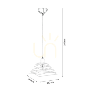 Komet Pendant Light, 1xE27, Max. 60W, Chrome Metal/White PVC Cable/White Metal Shade, 24 cm small 3