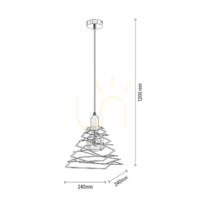 Komet Pendant Light, 1xE27, Max. 60W, Chrome Metal/Black PVC Cable/Black Metal Shade, 24 cm small 4