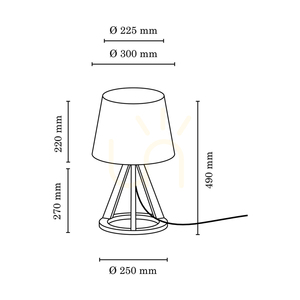 Konan Table Lamp 1xE27 Max. 25W Oiled Oak/Anthracite Braided Cable/Anthracite Lampshade Ø30 cm small 2