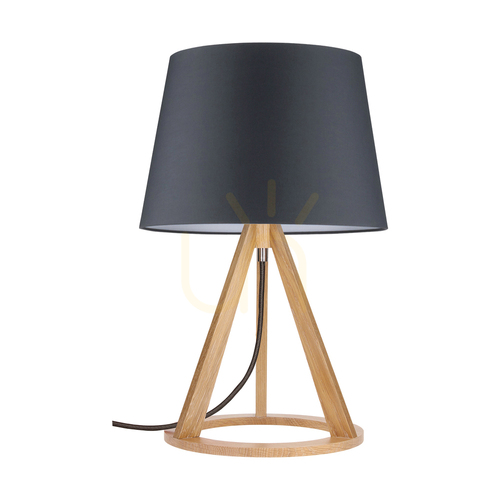 Check Konan Table Lamp 1xE27 Max. 25W Oiled Oak/Anthracite Braided Cable/Anthracite Lampshade Ø30 cm