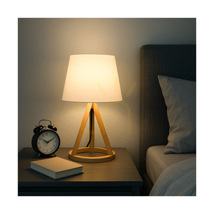 Konan Table Lamp 1xE27 Max. 25W Oiled Oak/Anthracite Braided Cable/White Lampshade Ø30 cm small 1