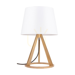 Konan Table Lamp 1xE27 Max. 25W Oiled Oak/Anthracite Braided Cable/White Lampshade Ø30 cm small 0