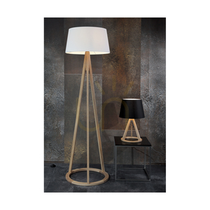 Konan Table Lamp 1xE27 Max. 25W Oiled Oak/Anthracite Braided Cable/Black Lampshade Ø30 cm small 1
