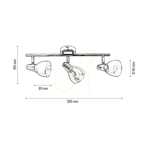 Kora Ceiling Light, 3xE14, Max. 40W, Chrome/Multicolored Glass Shades, 58.5 cm small 2