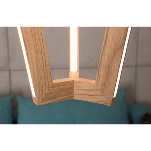 Leif Pendant Light, 6xLED, 3000K, 43W, Oiled Oak / Transparent PVC Cable, 53 cm small 2