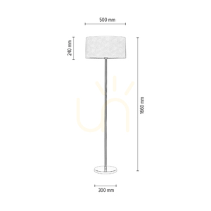Leila Floor Lamp, 1xE27, Max. 60W, Chrome Metal/Transparent PVC Cable/Paper and PVC Lampshade with Crocodile Pattern, Ø50 cm small 5