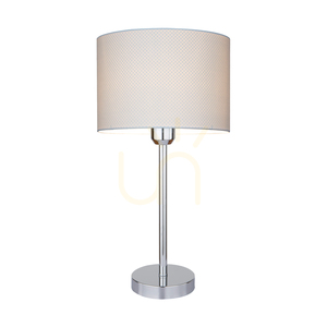 Leila Table Lamp, 1xE27, Max. 40W, Chrome Metal / Transparent PVC Cable / Paper and PVC Lampshade with Polka Dot Pattern, Ø25 cm small 1