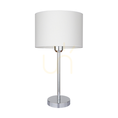 Check Leila Table Lamp, 1xE27, Max. 40W, Chrome Metal / Transparent PVC Cable / Paper and PVC Lampshade with Polka Dot Pattern, Ø25 cm