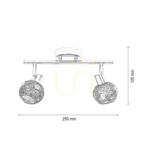 Lena Ceiling Light, 2xG9, Max. 28W, Chrome/Transparent Metal, 29.5 cm small 4