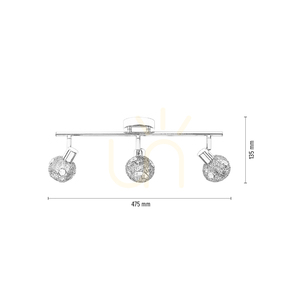 Lena Ceiling Light, 3xG9, Max. 28W, Chrome/Transparent Metal, 47.5 cm small 4