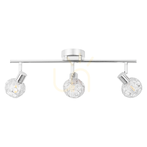 Check Lena Ceiling Light, 3xG9, Max. 28W, Chrome/Transparent Metal, 47.5 cm