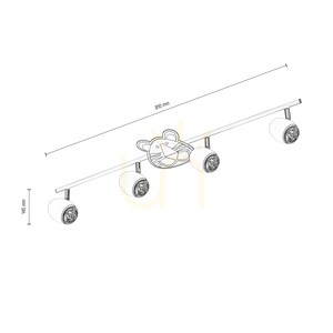 Lenny Ceiling Light, 4xGU10, Max. 50W, White/Chrome Metal with Tiger Print, 81 cm small 2