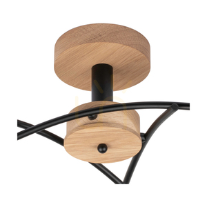 Linra Ceiling Light, 3xE27, Max. 40W, Oiled Oak/Black Metal, Ø70 cm small 2