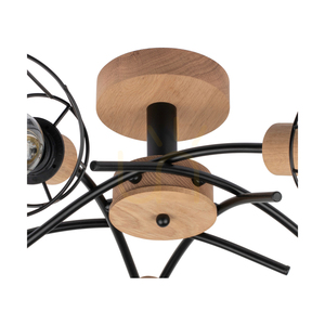 Linra Ceiling Light, 5xE27, Max. 40W, Oiled Oak/Black Metal, Ø70 cm small 2