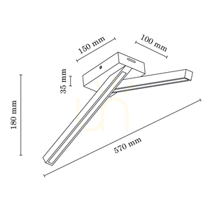 Linus Crossed Ceiling Light, 2xLED, 3000K, 9W, Birch, 57 cm small 2