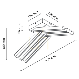 Linus Crossed Ceiling Light, 6xLED, 3000K, 27W, Birch, 57 cm small 3