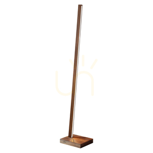 Linus Floor Lamp, 1xLED, 3000K, 22W, Beech and Walnut Wood, Black Braided Cable with Touch Dimmer, 30 cm small 1