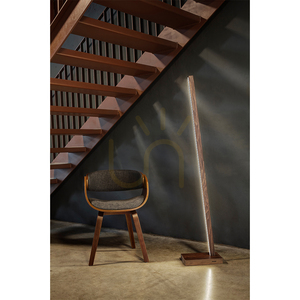 Linus Floor Lamp, 1xLED, 3000K, 22W, Beech and Walnut Wood, Black Braided Cable with Touch Dimmer, 30 cm small 2