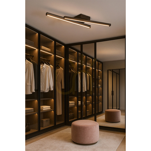 Linus Sidelong Ceiling Light, 2xLED, 3000K, 18W, Beech and Walnut Wood, 87.5 cm small 2