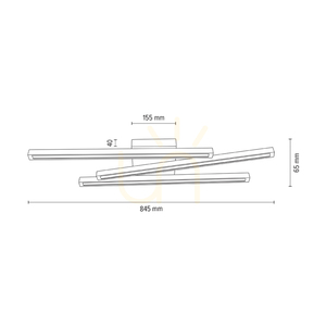 Linus Sidelong Ceiling Light, 3xLED, 3000K, 27W, Beech and Walnut Wood, 84.5 cm small 2