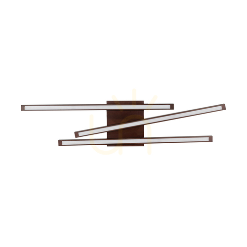 Check Linus Sidelong Ceiling Light, 3xLED, 3000K, 27W, Beech and Walnut Wood, 84.5 cm