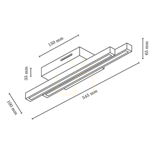 Linus Straight Ceiling Light, 2xLED, 3000K, 12W, Birch, 54.5 cm small 2
