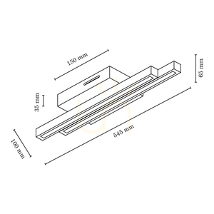 Linus Straight 2xLED 3000K 12W Ceiling Light, Oiled Oak, 54.5 cm small 3