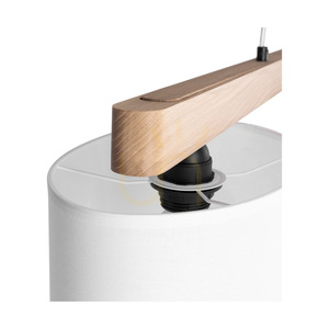 Lora Pendant Light, 3xE27, Max. 40W, Oiled Oak/Black Metal/Transparent PVC Cable/White Lampshade, 90 cm small 3