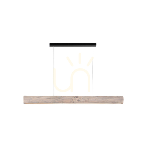 Check Lucas 1xLED 3000K 33W Pendant Light—Stained Pine, Gray/Black Metal, Transparent PVC Cable, with Touch Dimmer, 115 cm
