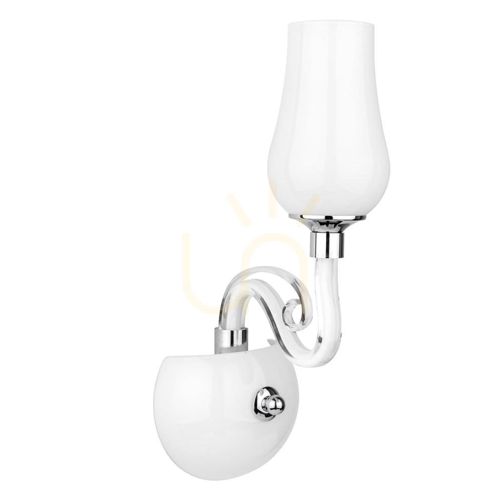 Lutecja Wall Sconce 1xE14 Max. 40W Transparent-Chrome Metal/White Glass Shade 18 cm