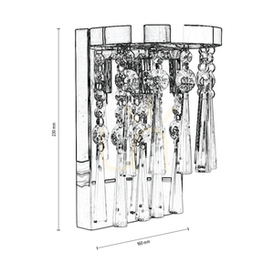 Luxoria Wall Sconce, Includes 2xG9 Sockets, Max. 3W, Chrome Metal/Transparent Crystals, 16 cm small 3
