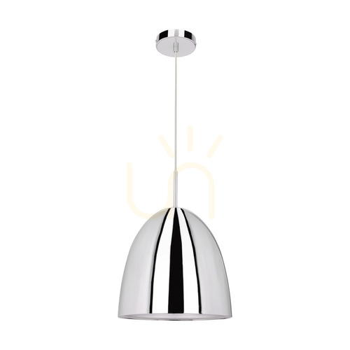 Check Mads Pendant Light, 1xE27, Max. 60W, Chrome Metal/Transparent PVC Cable, Ø30 cm