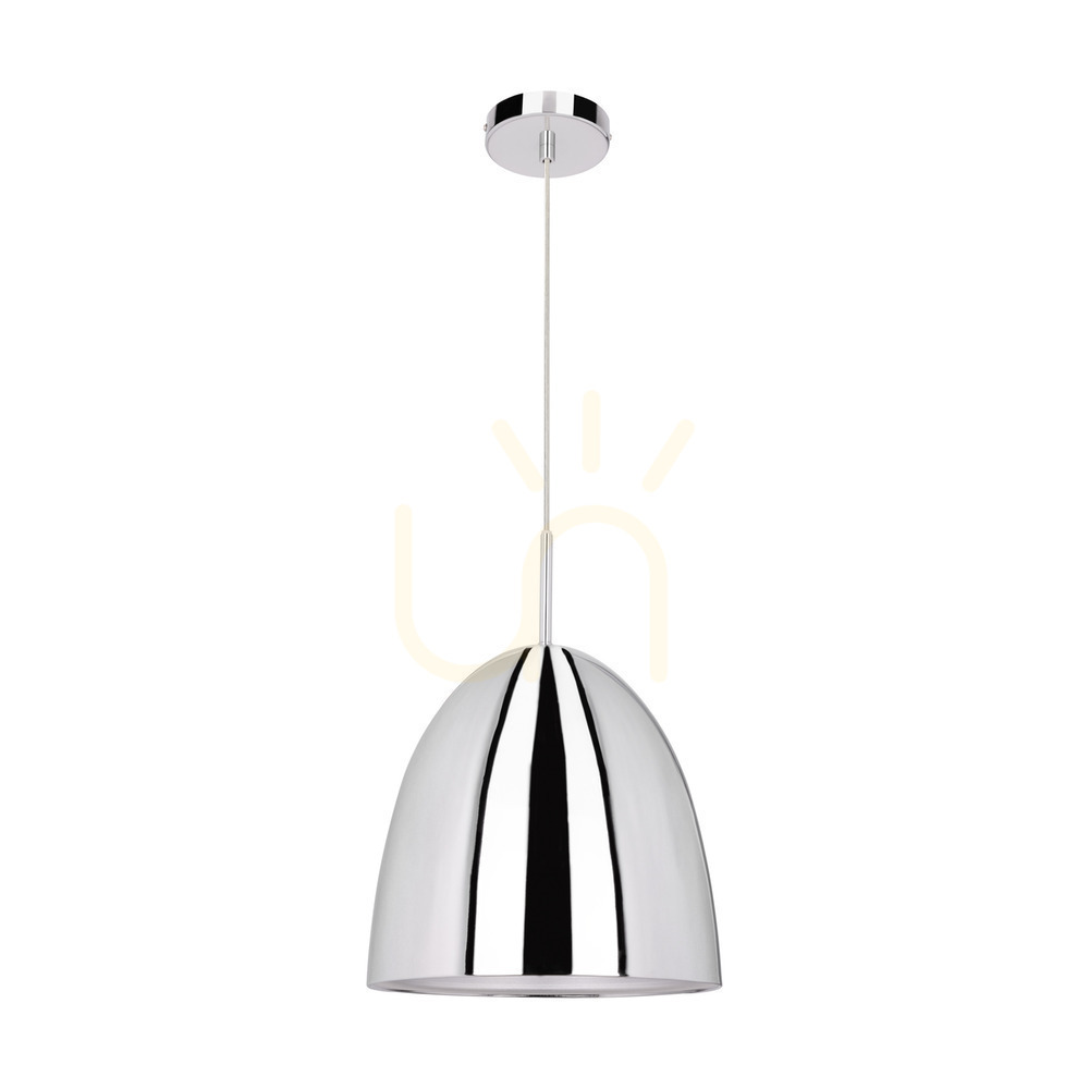 Mads Pendant Light, 1xE27, Max. 60W, Chrome Metal/Transparent PVC Cable, Ø30 cm